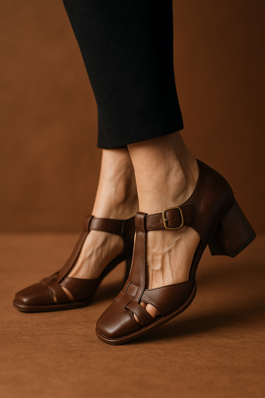 Elyxiana | Orthopedic T-Strap Block Heels