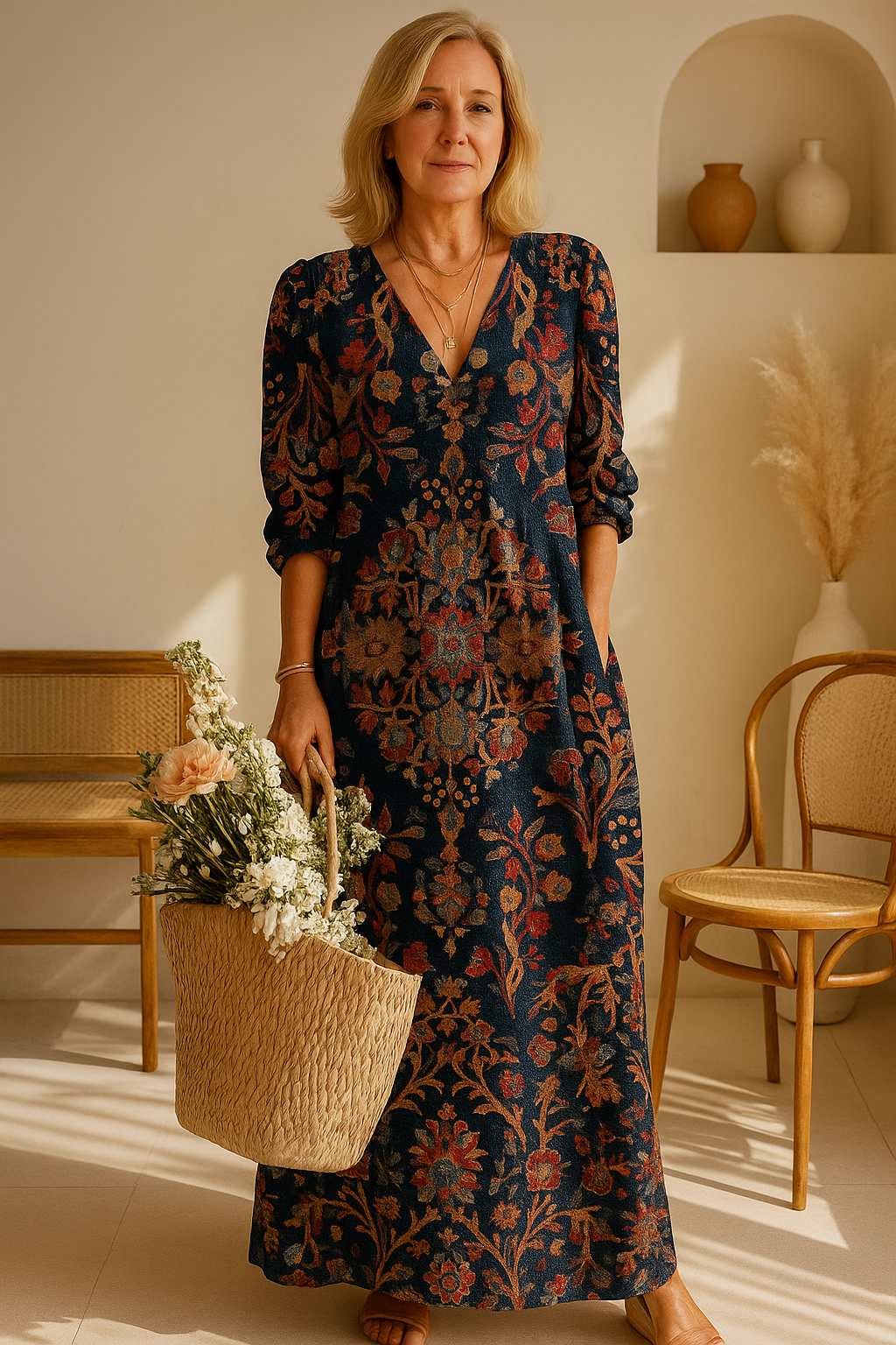 Mary | Vintage Flower Art Print Tunic Dress